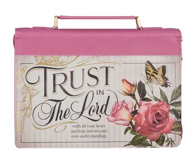 Trust in the LORD Floral LG Begonia Pink Faux Leather Fashion Bible Cover - Proverbs 3:5