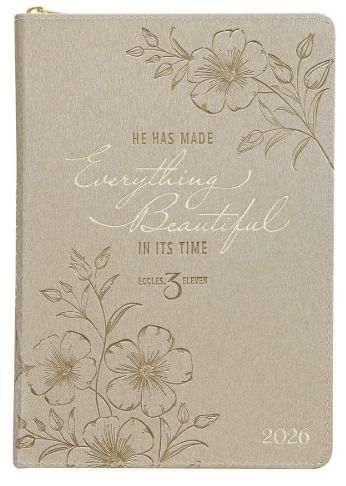 2026 Everything Beautiful Gold Faux Leather Executive Planner with Zipper Closure - Ecclesiastes 3:11