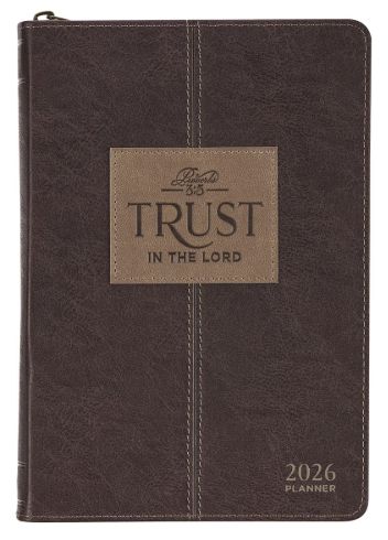 2026 Trust in the Lord Brown Faux Leather Executive Planner with Zipper Closure - Proverbs 3:5