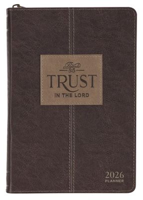 2026 Trust in the Lord Brown Faux Leather Executive Planner with Zipper Closure - Proverbs 3:5