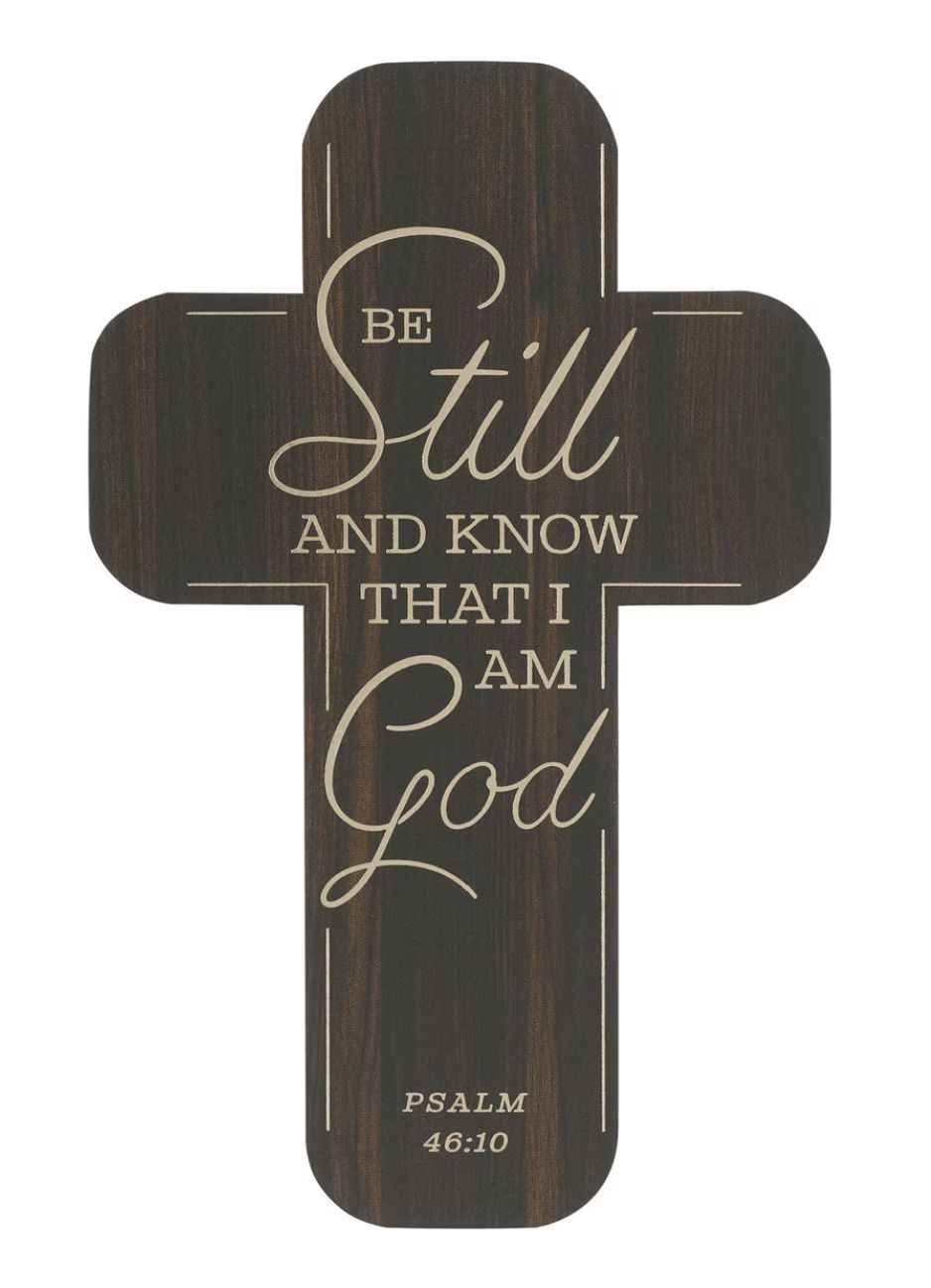 Be Still and Know Brown Woodgrain Cross Bookmark Psalm 46:10