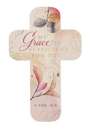 My Grace is Sufficient Peach Floral Cross Bookmark 2 Corinthians 12:9