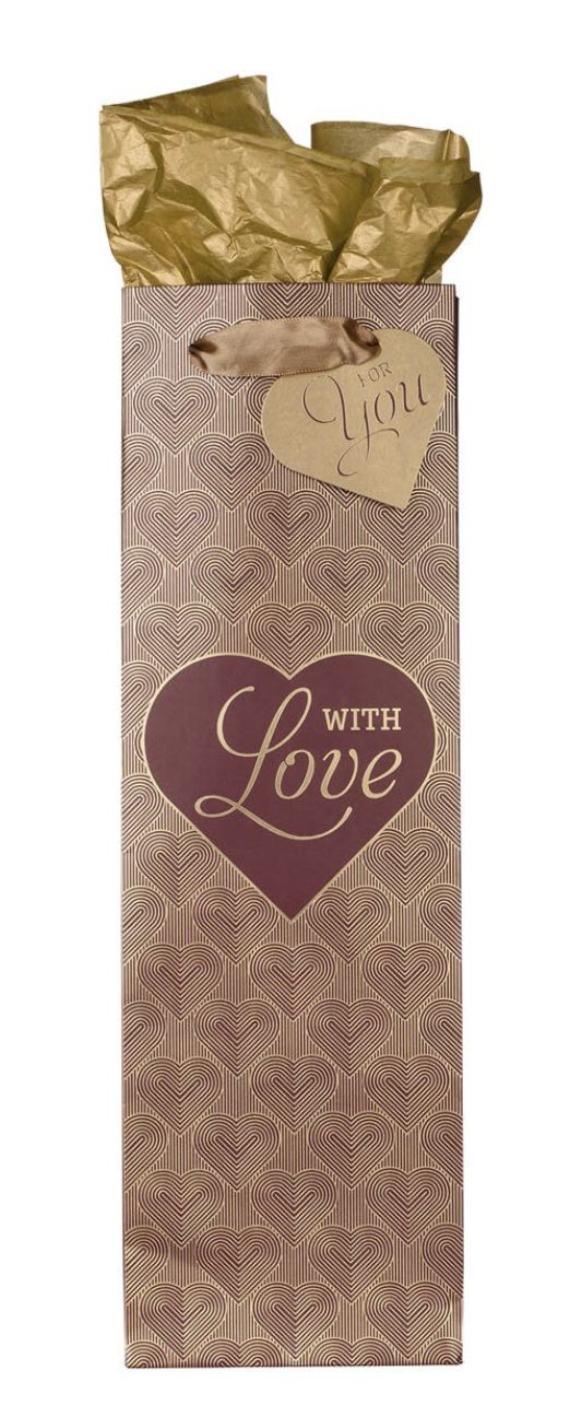 With Love Burgundy and Gold Bottle Gift Bag