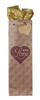 With Love Burgundy and Gold Bottle Gift Bag
