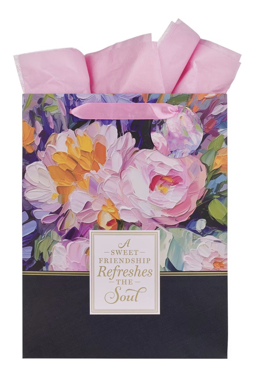 Sweet Friendship Watercolor Garden Large Portrait Gift Bag