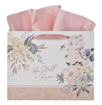 Be Still and Know Peach Blossom Large Landscape Gift Bag - Psalm 46:10