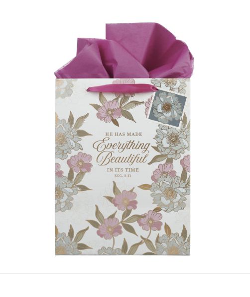 Everything Beautiful Whimsical Blooms Large Portrait Gift Bag - Ecclesiastes 3:11