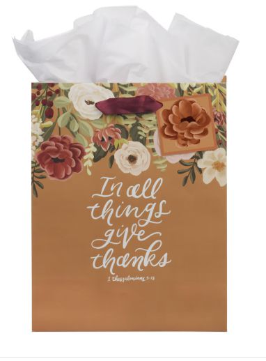 Give Thanks Pumpkin Spice Medium Gift Bag - 1 Thessalonians 5:18