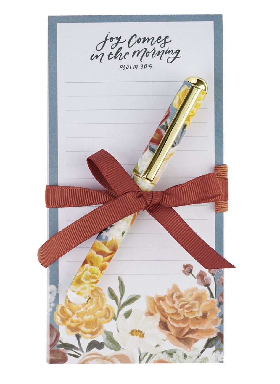 Joy Comes in the Morning Magnetic Notepad and Pen Gift Set - Psalm 30:5