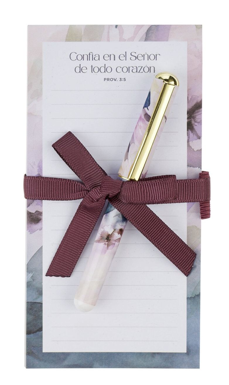 Confía en el Señor - Proverbios 3:5 Juego de Regalo con bloc de notas magnético y pluma
