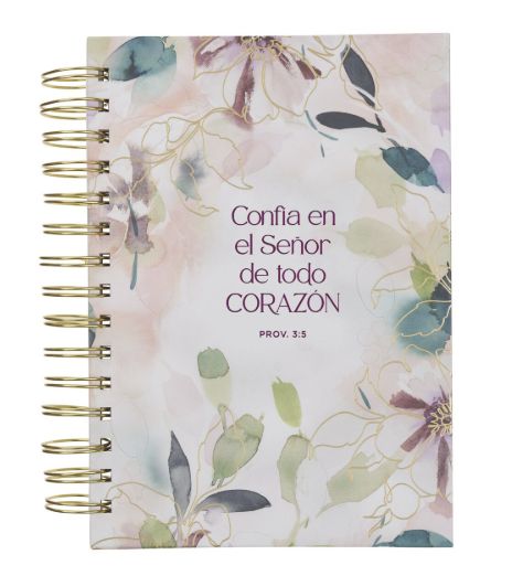 Diario espiral con flor morada “Confía en el Señor” – Proverbios 3:5