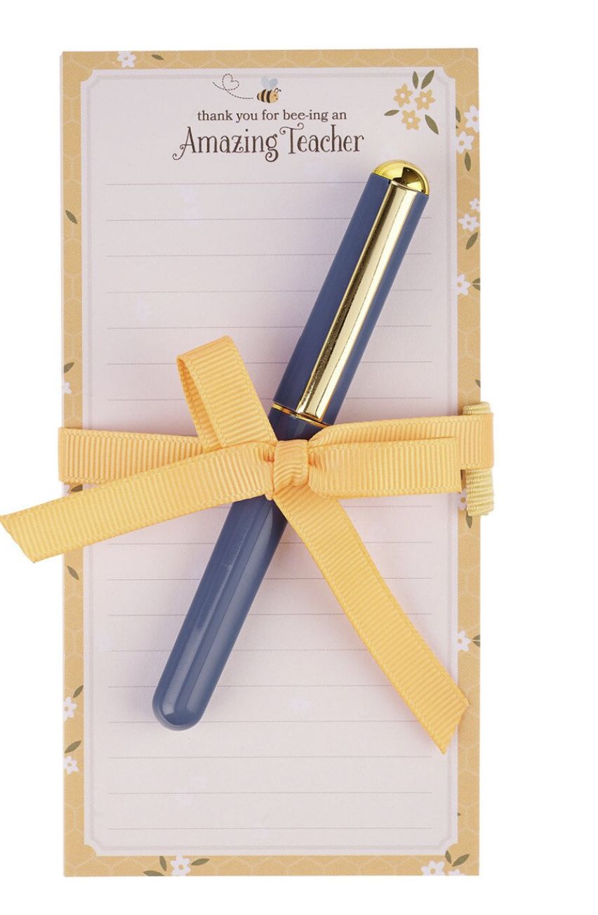 Amazing Teacher Blossom and Bees Notepad and Pen Gift Set