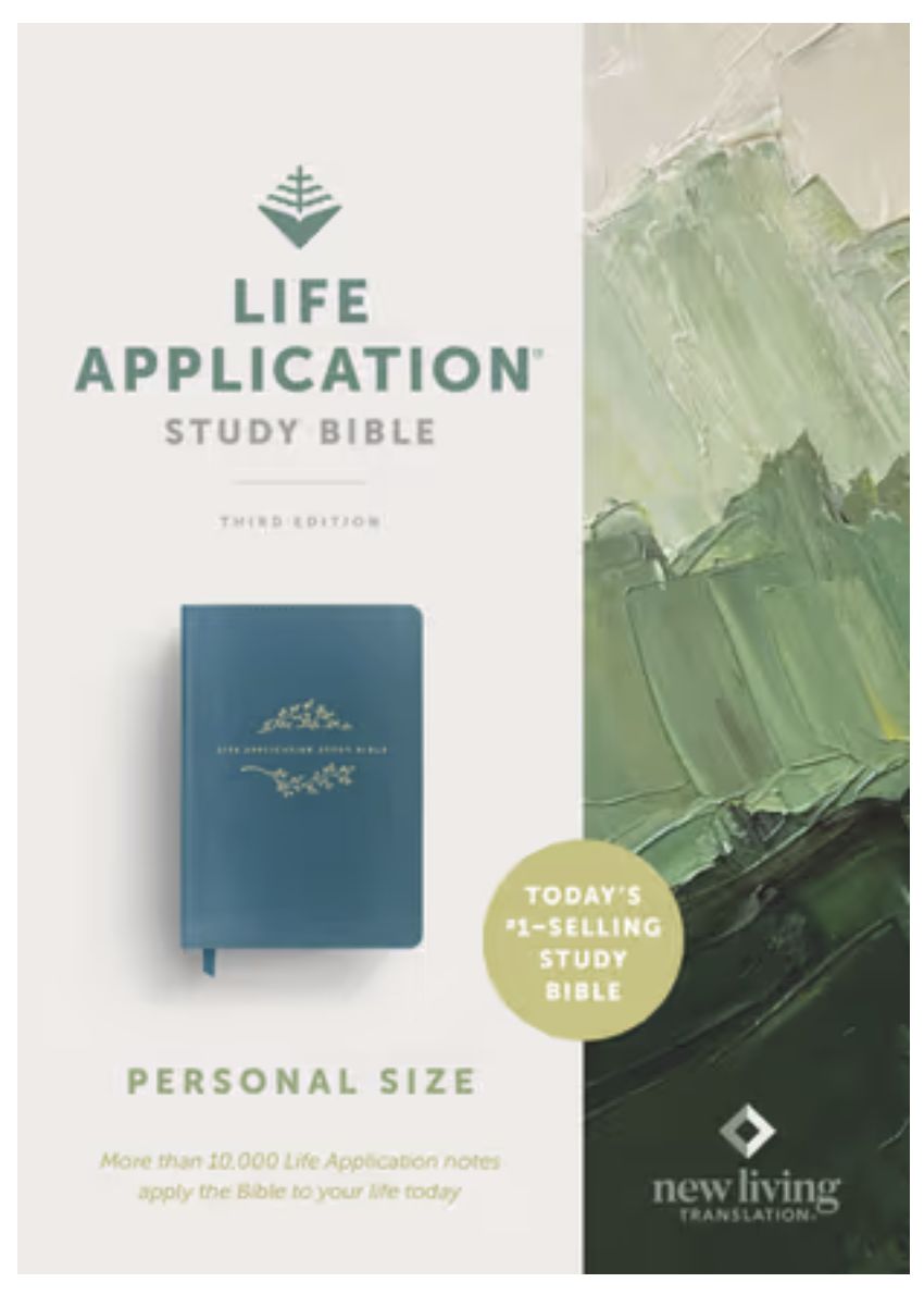 NLT Life Application Study Bible, Third Edition, Personal Size Leatherlike, Teal Blue, Red Letter