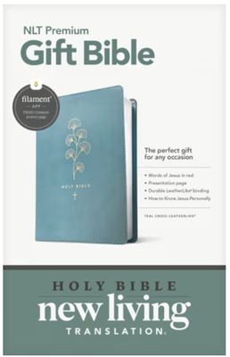 Premium Gift Bible NLT, Filament Enabled Leatherlike, Teal Cross, Red Letter