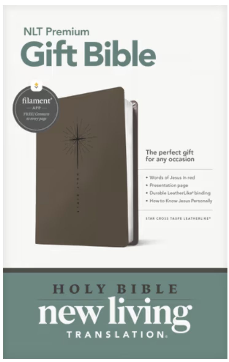 Premium Gift Bible NLT, Filament Enabled Leatherlike, Star Cross Taupe, Red Letter