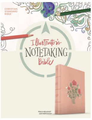 CSB Illustrator's Notetaking Bible, Large Print Edition, Peach Bouquet Leathertouch