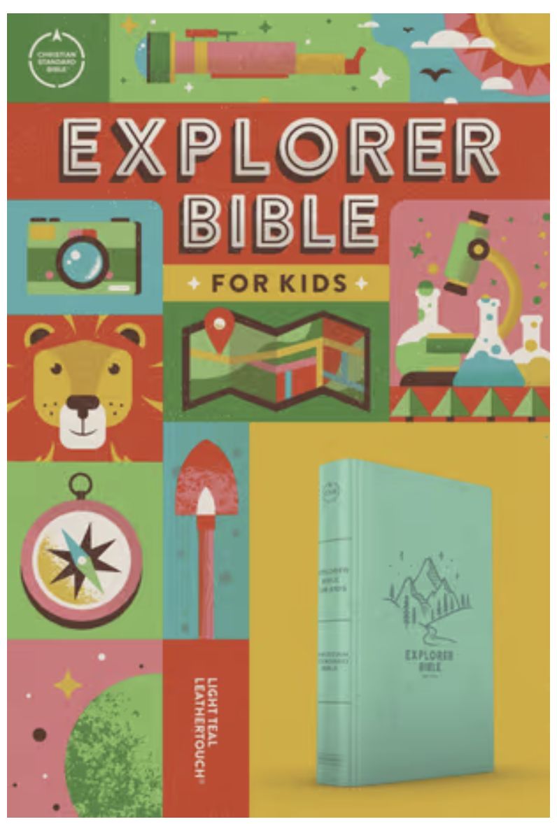 CSB Explorer Bible for Kids: Light Teal Mountains Leathertouch Placing God's Word in the Middle of God's World