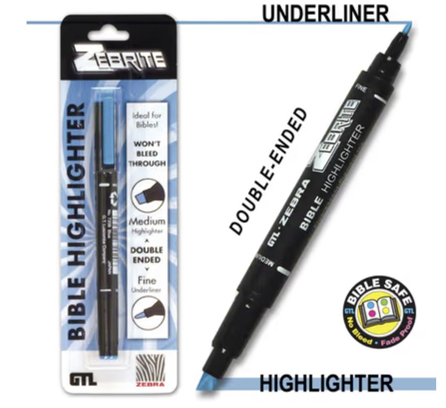 Zebrite Double Ended Highlighter - Blue Carded