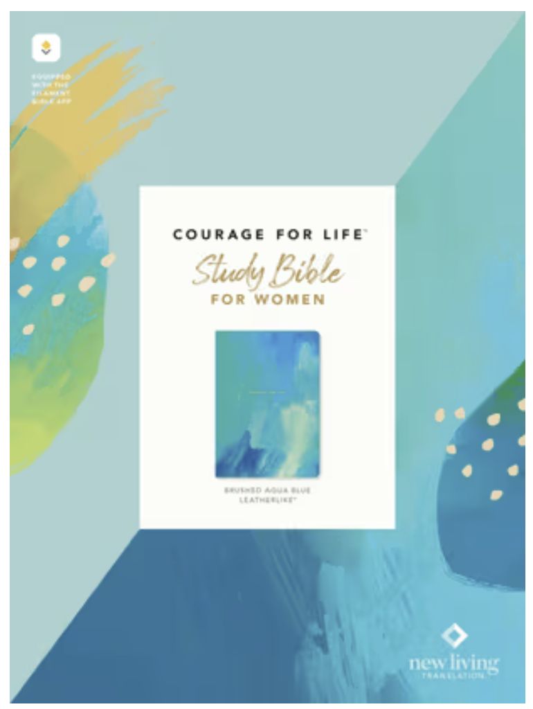 NLT Courage for Life Study Bible for Women, Filament Enabled: Leatherlike, Brushed Aqua Blue
