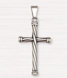 STAINLESS STEEL CROSS WITH BLACK ENAMEL FAUX WOOD