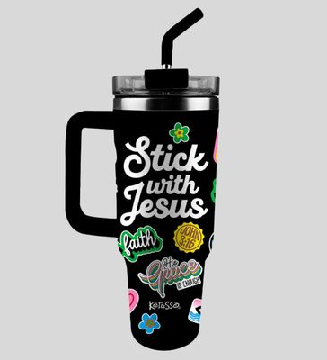 Stick With Jesus Kerusso 40 oz Stainless Steel Mug With Straw