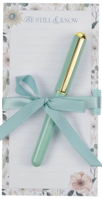 Teal Meadow Magnetic Notepad and Pen Gift Set - Psalm 46:10