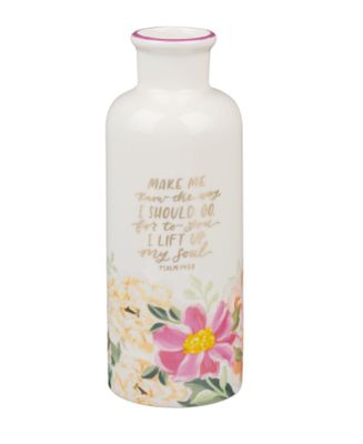 The Way I Should Go Pink Floral Ceramic Table Vase - Psalm 143:8