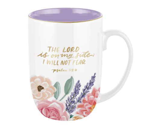 The Lord is on My Side Purple Floral Ceramic Coffee Mug - Psalm 118:6