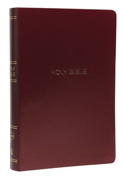 NKJV, Reference Bible, Center-Column Giant Print, Leather-Look, Burgundy, Indexed, Red Letter Edition, Comfort Print