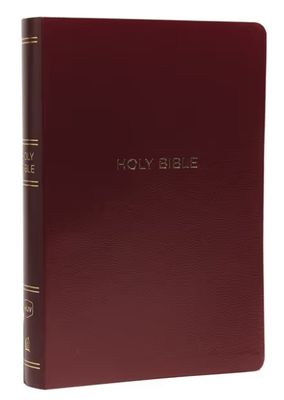 NKJV, Reference Bible, Center-Column Giant Print, Leather-Look, Burgundy, Indexed, Red Letter Edition, Comfort Print
