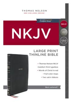 NKJV, Thinline Bible, Large Print, Leathersoft, Black, Comfort Print
