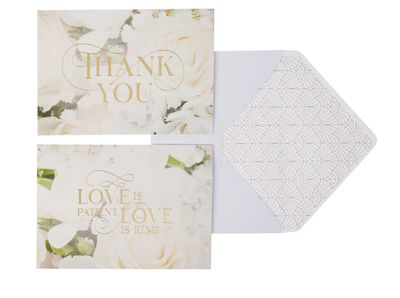 Ivory Rose Wedding Thank You Note Card Set