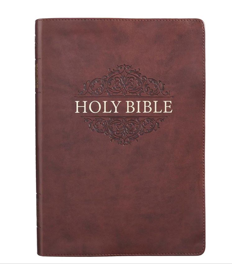 Chestnut Brown Faux Leather Super Giant Print King James Version Bible with Thumb Index