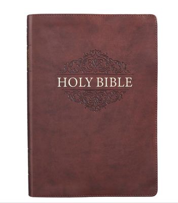 Chestnut Brown Faux Leather Super Giant Print King James Version Bible with Thumb Index