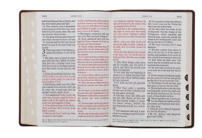 Chestnut Brown Faux Leather Super Giant Print King James Version Bible with Thumb Index