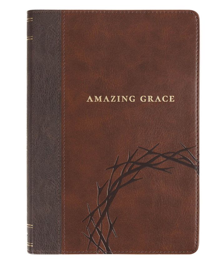 Amazing Grace Brown Crown of Thorns Classic Faux Leather Journal - Isaiah 53:3