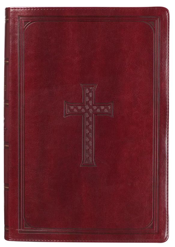 Burgundy Faux Leather Super Giant Print King James Version Bible with Thumb Index
