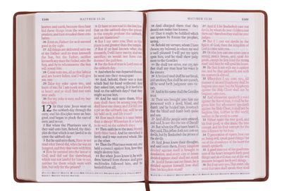 Saddle Tan Faux Leather Super Giant Print King James Version Bible
