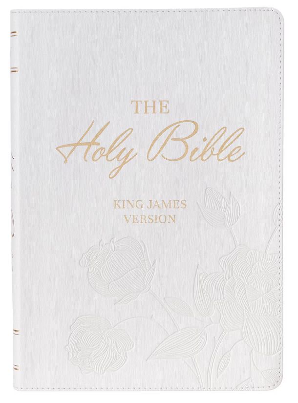 White Faux Leather Super Giant Print King James Version Bible with Thumb Index