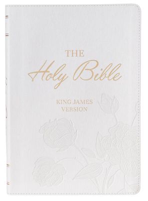 White Faux Leather Super Giant Print King James Version Bible with Thumb Index