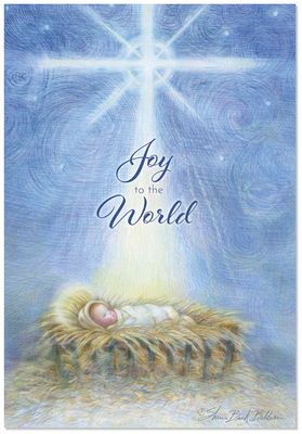 Baby Jesus Asleep in Manger Boxed Christmas Glitter Cards 10Pk