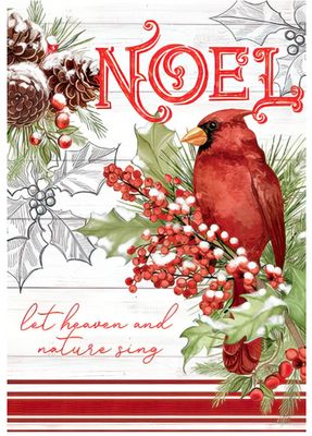Peace Hope and Joy Cardinal in Pine Scripture Boxed Christmas Card 10 pk
