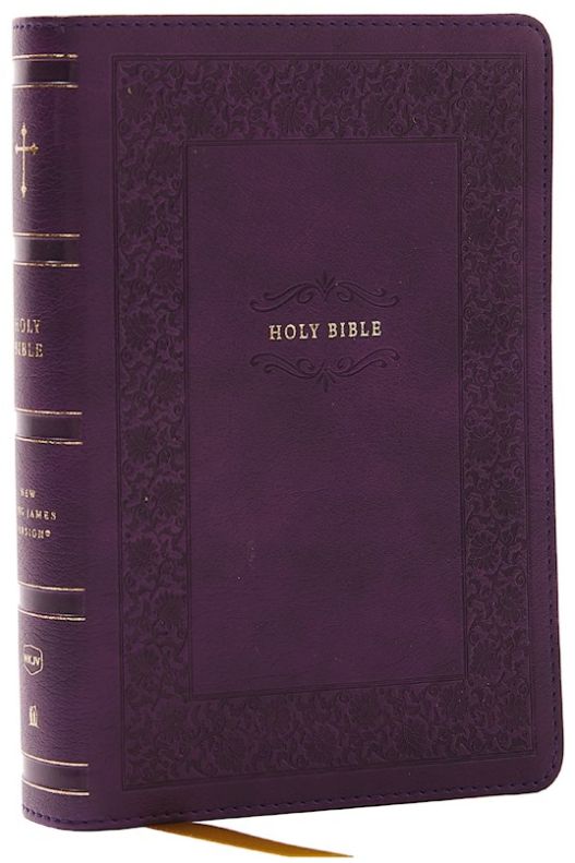 NKJV Compact Paragraph-Style Reference Bible (Comfort Print)-Purple Leathersoft