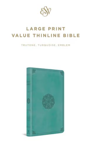 ESV Large Print Value Thinline Bible Trutone, Turquoise, Emblem Design