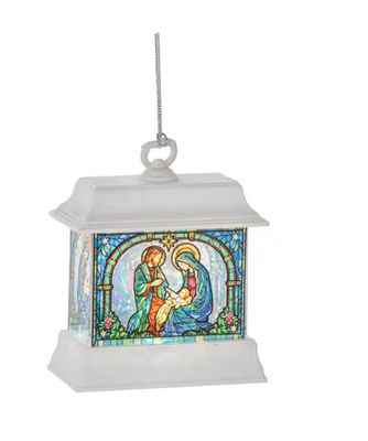 Ornament   Holy Family Stained Glass Mini Shimmer  4 1/2 Inches High