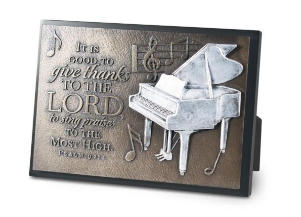 Sculpture Plaque Give Thanks White Piano