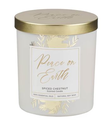 Glass  Candle  with  Metal  Lid  Peace  on Earth