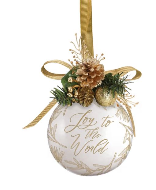 Ornament Round Joy to the World Gold