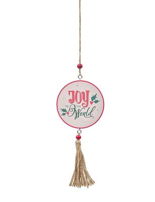 Ornament  Round  w/tassel  Joy  to  the World