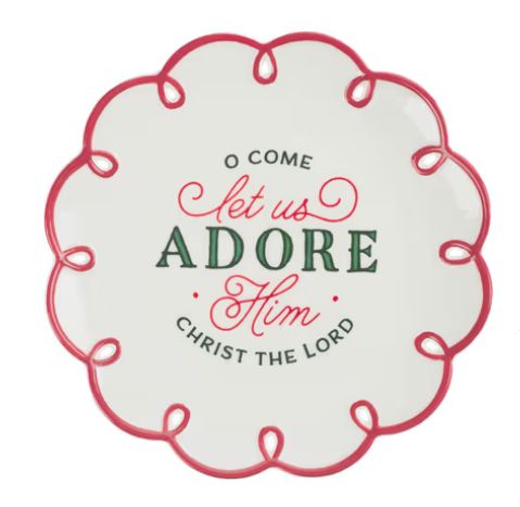 Plate Let us Adore Him Scalloped Edge